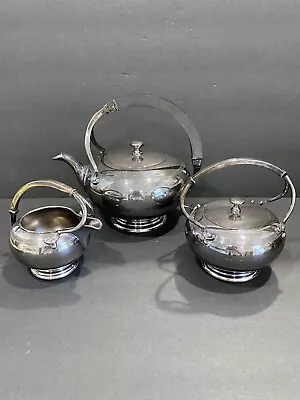 Vintage Meriden B Company 980 T Silver Plate  Hamilton Teapot Creamer And Sugar • $79