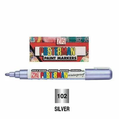 Zig Posterman Chalkboard Marker Pen 2mm Tip - Silver • £3