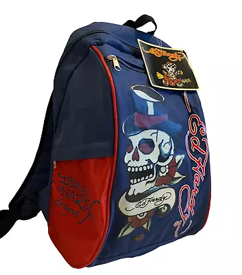 £17.99 • Buy Ed Hardy Red Blue Backpack Skull With Hat Gym College Bag