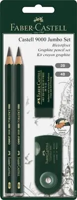 Faber-Castell 9000 Jumbo Pencil Set (2B/4B) With Eraser & Sharpener • $9.95