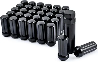 32 Black Spline Lug Nuts 14x1.5 For Chevy 8 Lug GMC 2500 3500 HD Duramax + Key • $41.94