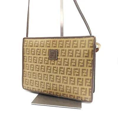 Authentic Vintage FENDI Zucca Shoulder Bag Crossbody Bag Pvc Brown #202 • $148.99