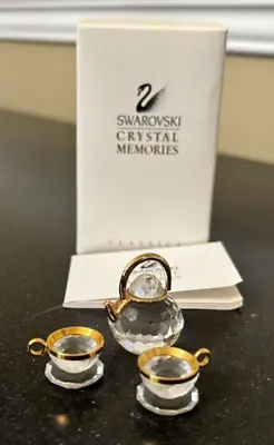 Swarovski Crystal Memories Miniature Tea Set In Box Teapot And 2 Cups • $69.99