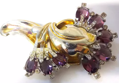 Antique Signed McClelland Barclay Amethyst Diamond Paste Flower Pin Brooch  • $249.99