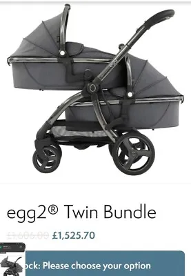 Egg2 Twin Luxurious Pushchair. Pram. Stroller.Bundle Package Jurassic Grey. • £1100