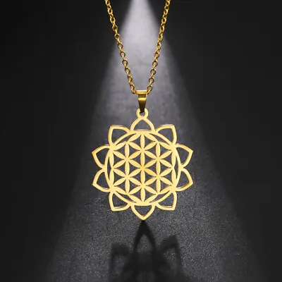 Flower Of Life Necklaces Amulet Stainless Steel Neck Chain Mandala Jewelry Gift • $3.49