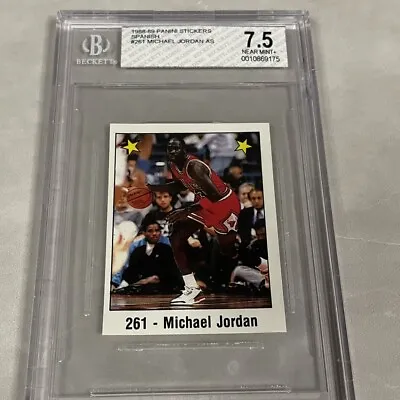 Michael Jordan Panini Spanish Sticker Card #261 1988-1989 Beckett BGS 7.5 RARE • $750