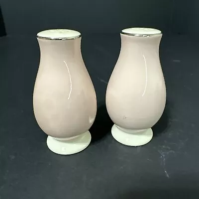 Vintage 1940-1950 Minton Pink & White Art Deco Salt & Pepper Shakers 3.5” Cork • $29.99