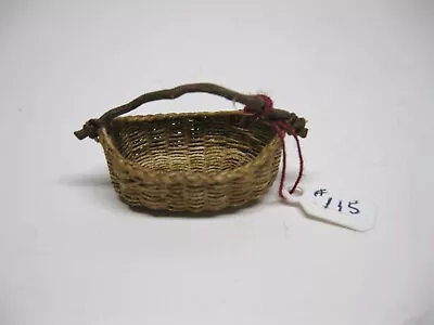 Dollhouse Miniature Artist Oval  Basket With Bent Wood Handle #115 • $27.99