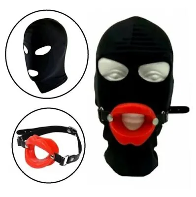 £7 • Buy Bondage Open Mouth Hood Gimp Face Mask Head Harness Cosplay Lips Oral Gag BDSM