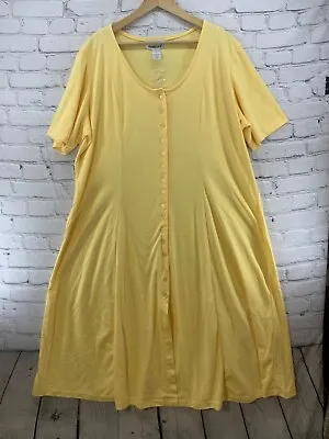 All American Comfort Dress Womens Sz 1X Pale Yellow Button Down Vintage 90’s • $19.99