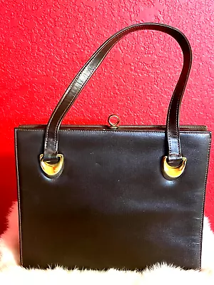 Vintage TRIANGLE New York BROWN LEATHER KELLY BAG PURSE! • $22