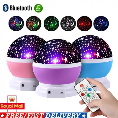 Bluetooth Speaker LED Star Starry Projector Lamp Sky Night Light For Kids Baby • £7.99