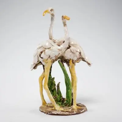 Fusco Martini Handmade Eclectic Italian Porcelain Sculpture Cranes Birds 8 H Vtg • $90