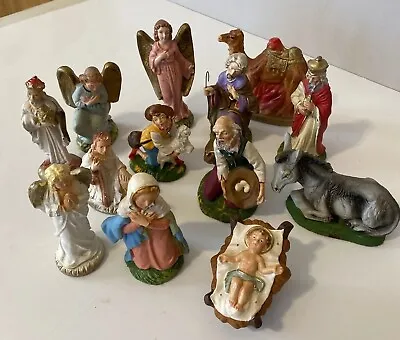 Vtg Hand Painted Italian Nativity Creche Figures 13 Pieces 1960’s Replacements • $26