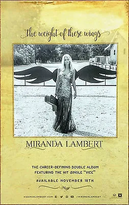 MIRANDA LAMBERT The Weight Of These Wings Ltd Ed New RARE Tour Poster DIsplay! • $39.99