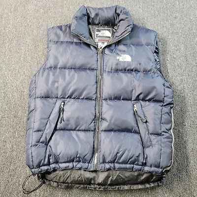 VTG The North Face Nuptse 700 Down Puffer Vest Mens M Blue Summit Series Hood • $129.99