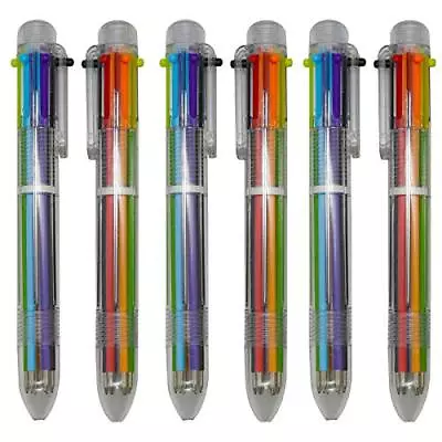 12PCS Multicolor Ballpoint Pen 6-in-1 Retractable Ball Point Pens Transparent... • $15.84