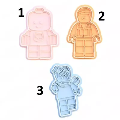 Lego Minifig Mini Fig Blocks Cookie Cutter Embosser Stamp Fondant Set • $10.37