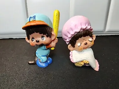 VTG  Sleepy Bedtime & Baseball 1979 Monchichi Sekiguchi PVC Mini Figure Lot Of 2 • $11