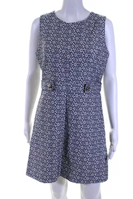 Miss Selfridge Womens Floral Print Sleeveless A Line Dress Gray White Size 8 • $40.81