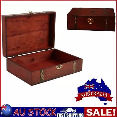 Vintage Wooden Storage Box Book Jewelry Storing Organizer Treasure Home Deco  AU • $23.69