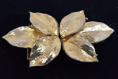 Mimi Di N Gold Tone Flower Leaf Belt Buckle S/M Vintage 1981 • $10