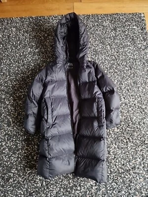 Zara Girls Coat 11-12yrs Black Long Puffer Coat • £10