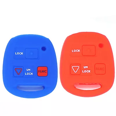 $7.99 • Buy 2Pcs Blue Red Silicone 3 Buttons Key Cover Chain For Lexus ES300 GS300 RX330