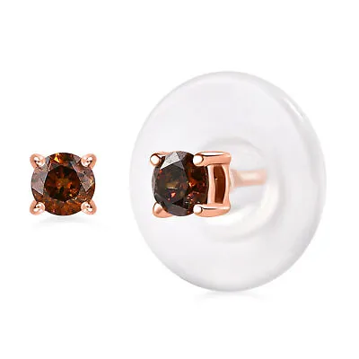 TJC Natural Red Diamond Stud Earrings For Women In 9ct Rose Gold With Push Back • £79.99