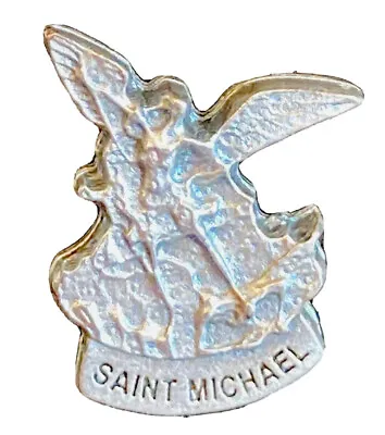 Vintage Catholic Saint St Michael Silver Tone Medal Pin • $9.99
