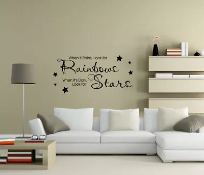 £4.80 • Buy When It Rains Look For Rainbows Star Wall Stickers Art Quote Home Decor UK Zx127