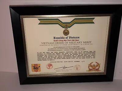 Republic Of Vietnam ~ Order Of Military Merit Certificate ~ With Free Printing • $15.16