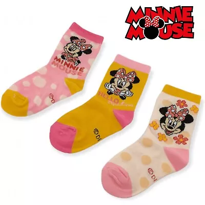 Licensed Minnie Mouse Normal Socks-3PkKids Girls Summer Clothing Accessory Gift • £6.29