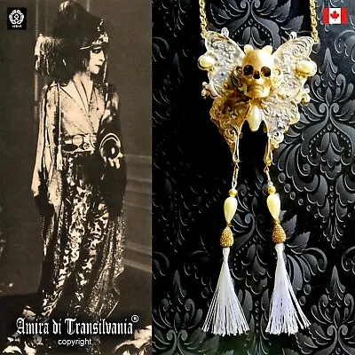 $226.04 • Buy Art Deco Nouveau Jewelry Necklace Pendant Luxury Retro Butterfly Moth Skull Luck