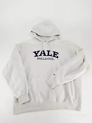 Vintage Champion Yale University Bulldogs Hoodie Hooded Sweatshirt Gray Mens L • $18