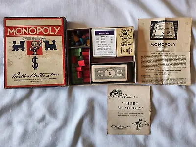 Vintage Parker Brothers Monopoly Game 1936/47  Wood Pieces Complete - No Board • $28