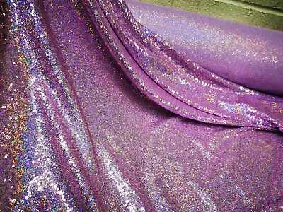 Lilac Purple Iridescent 3mm Sequin Fabric 2w Stretch Shiny Bling Material • £4.50