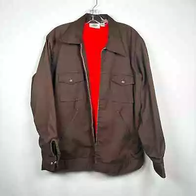 Vintage 1990s Dickies Red Shearling Brown Utility Work Jacket Size 42 • $70