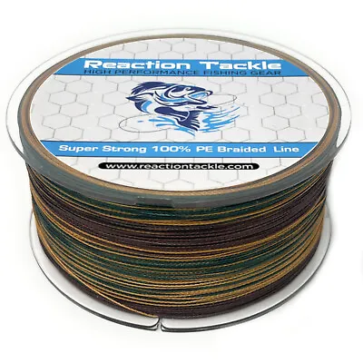 Reaction Tackle Braided Fishing Line Green Camouflage 4 And 8 Strand Braid • $69.99