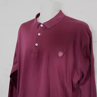 Polo Golf Ralph Lauren Red Burgundy Long Sleeve Mens Polo Shirt L Muirfield Logo • $14.23