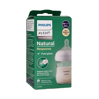 PHILIPS AVENT Baby Feeding Glass Bottle  Natural  120ml Breast-Shaped Nipples • $28.90