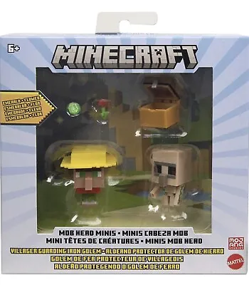 Minecraft Mob Head Minis Villager Guarding Iron Golem Pack With 2 Action Figures • $3.76