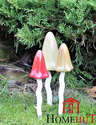 Garden Ornaments Ceramic Toadstools Fairy Garden Tinkling  Mushrooms  PS1015 • £16.95