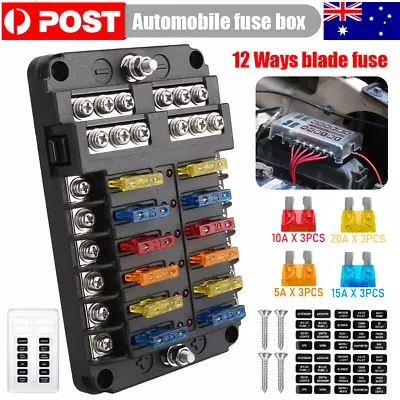 12 Way Blade Fuse Box Block 12V 32V Holder LED Indicator Car Auto Boat Marine AU • $21.69