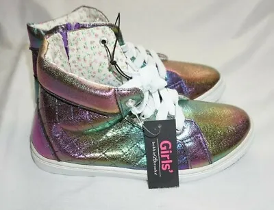 NWT Youth Girls Mermaid Rainbow BOBBIE BROOKS High Tops Sneakers Shoes Sz 3 • $15.99