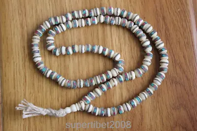 ML112 Tibetan 8mm White Bone Buddhist 108 Prayer Beads Mala Tibetan Rosary  • $17.99