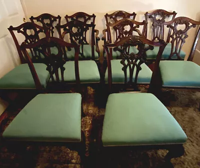 Sotheby’s Estate SaleUK -10 Mahogany George III Chippendale Dining 8+2armchairs. • $16250