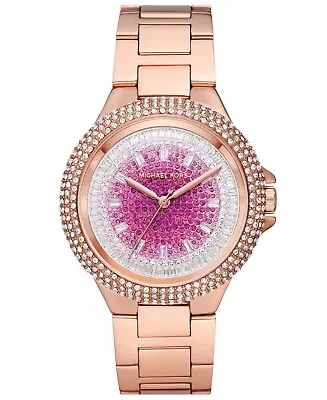 NEW Michael Kors Camille Gold Pave Glitz Pink Crystal Watch MK7340 • $190