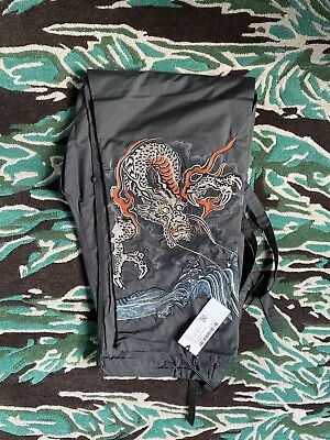 New Mens Maharishi Mhi Black Embroidered Dragon Snopants Size Xl • £250